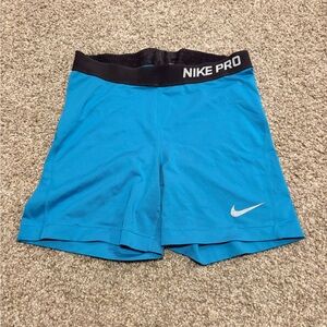 Nike Pro Teal Shorts with Black Waistband